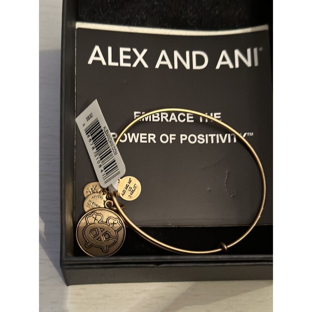 NWT Alex and Ani Secondary Logo “Chicago Blackhawks” Bracelet, Rafaelian Gold